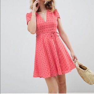Glamorous Petite Mini Tea Dress with Tie Waist